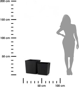 PLASTOVÝ KVETINÁČ FLORE RIFLO SADA 2KS 30X30 CM+25X25 CM ČIERNA