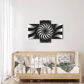 Abstraktný obraz čiernobiele špirály (90x60 cm)