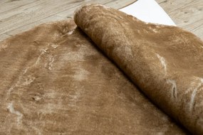 Okrúhly prateľný koberec LAPIN shaggy, hnedý/ slonovinová kosť