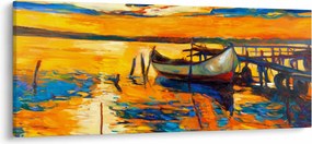 Obraz - Loďka pri západe slnka (120x50 cm)
