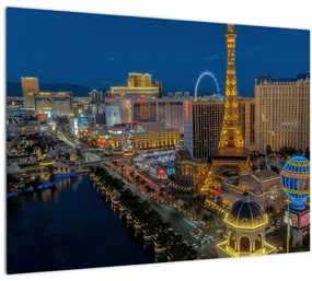 Sklenený obraz nočného Las Vegas (70x50 cm)