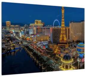 Sklenený obraz nočného Las Vegas (70x50 cm)