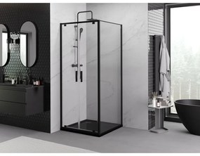 Mexen Exo, sprchovací kút s krídlovými dverami 100 x 100 cm, 6mm číre sklo, čierny profil, 8182-100-100-70-00