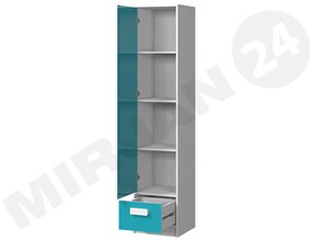 Nábytok Raliv III, Farby: biela + tyrkysový lesk + biela