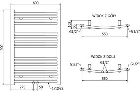 Mexen Ares, elektrické vykurovacie teleso 900 x 600 mm, 400 W, biela, W102-5900-600-6400-20