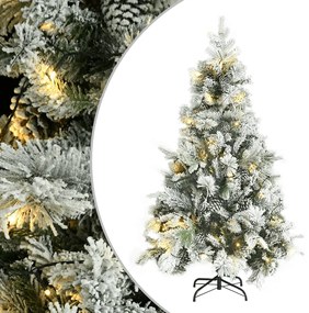 Vianočný stromček s vločkami snehu, LED a šiškami 120 cm PVC&PE 344291