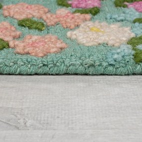 Ručne tkaný vlnený koberec v mentolovej farbe 200x290 cm Emilia Floral – Flair Rugs