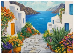 Obraz - Grécka ulička (70x50 cm)