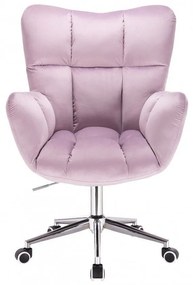 LuxuryForm DESIGN Kreslo AURORA VELUR na striebornej podstave s kolieskami - levanduľa