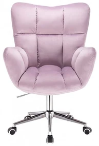LuxuryForm DESIGN Kreslo AURORA VELUR na strieborné podstave s kolieskami - levanduľa