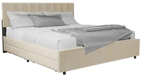 Juskys Čalúnená posteľ Soria so zásuvkami 180 x 200 béžová