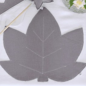Ľanové prestieranie javorový list tmavosivé so striebrom 37x37cm