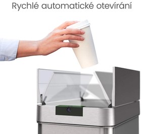Bezdoteku Odpadkový kôš bezdotykový nerezový 2WINGS hranatý senzorový 49 L