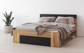 Manželská posteľ 160 cm Benson MW91 (dub mauvella + čierna). Vlastná spoľahlivá doprava až k Vám domov. 1118205