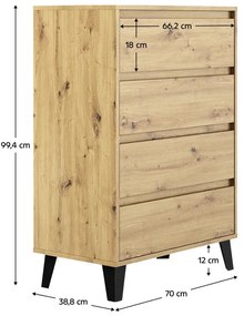 Komoda Brisas 4 (dub artisan + čierna) . Vlastná spoľahlivá doprava až k Vám domov. 1116262