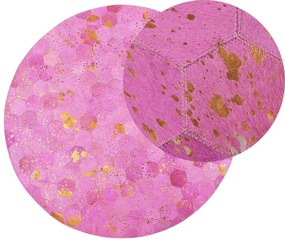 Okrúhly kožený koberec ⌀ 140 cm ružový ZEYTIN Beliani