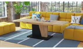 Rozkladací konferenčný/jedálenský stôl s zdvíhacou doskou NINO dub craft/čierna