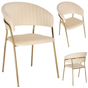 Jedálenská stolička COLIN zamatová, zlatá / béžová