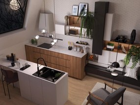 Deante Magnetic, granitový drez na dosku 690x500x219 mm, 3,5" + priestorovo úsporný sifón, 1,5-komorový, čierna, ZRM_N503