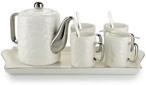 Čajový/kávový set Selena Silver White