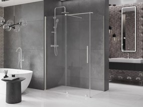 Mexen Velar, sprchový kút s posuvnými dverami 150 x 80 cm, 8mm číre sklo, brúsená oceľ, 871-150-080-01-97
