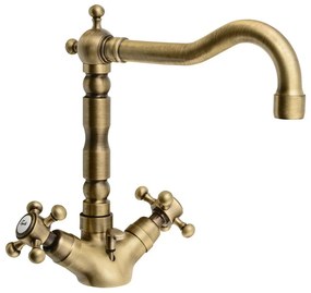 Sapho Sapho, ANTEA stojánkova umývadlová batéria s retro hubicou s výpusťou, bronz, 3376