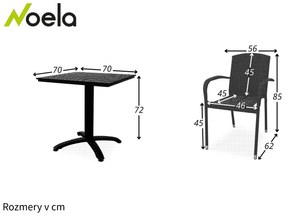 Noela Balkónový set Ristorante + 2x ratanová stolička Roma