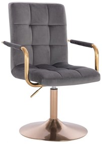 LuxuryForm DESIGN Otočná stolička VERONA GOLD VELUR na zlatom tanieri - tmavosivá