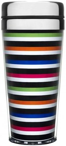 Cestovný termohrnček SAGAFORM Striped Car Mug, úzke prúžky, 40cl