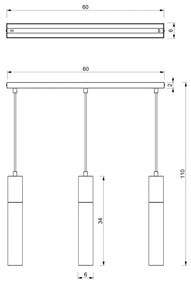 Luster na lanku CASSA 3xGU10/8W/230V čierna/zlatá