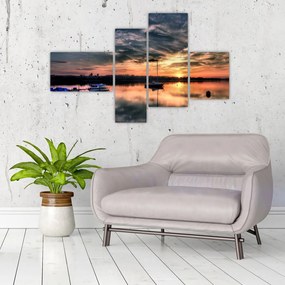 Západ slnka v prístave - obraz na stenu