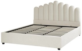 Zamatová posteľ s úložným priestorom 180 x 200 cm krémová biela VINCENNES Beliani