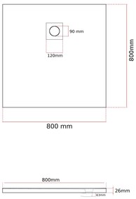 Erga Oldaf, SMC štvorcová sprchová vanička 80 x 80 cm, šedá matná, ERG-GMA-OL-8080G