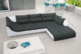 LOFT rohová sedacia súprava, pravá, biela/čierna (soft 17/inari 100)