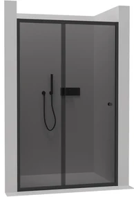 Cerano Varone, posuvné sprchové posuvné dvere 140x195 cm, 6mm šedé sklo, čierny profil, CER-CER-429538