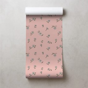 Tapeta ružové pozadie s bielymi kvietkami