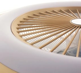 LED Stmievateľné stropné svietidlo s ventilátorom ZEPHYR LED/48W/230V zlatá + DO