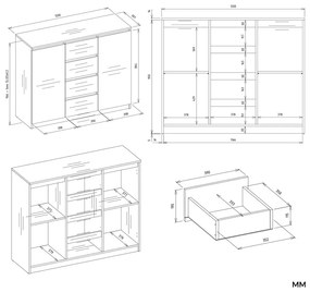 Komoda Musecalo 8 (dub artisan + kašmír). Akcia -20%. Vlastná spoľahlivá doprava až k Vám domov. 1132843