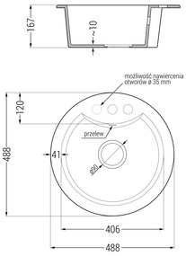 Mexen Diego, 1-komorový granitový drez 488x488x167 mm, čierny sifón, čierna matná batéria Rita, čierna škvrnitá, 6512-76-670300-70-B