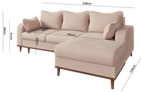 Béžová menčestrová rohová pohovka (pravý roh) Beata – Ropez