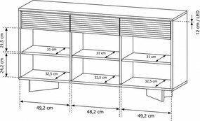 KOMODA GALLIANO DUB BOLIVAR + CAPPUCCINO LED 154 cm