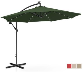 Slnečník na terasu s LED osvetlením - bočný (zelený) - 300 cm |  UNI_UMBRELLA_R300GRL