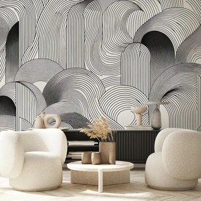 Fototapeta - Zmätok čiernych línií (147x102 cm)