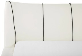 Biela kožená posteľ 140 x 200 cm NANTES Beliani