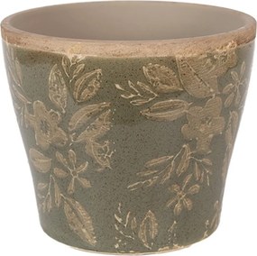 Zelený keramický obal na kvetináč s kvetmi Timothée S - Ø 10*9 cm