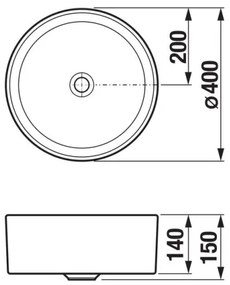 JIKA H8184207161121 - Umývadlo CUBITO na dosku pr. 40 cm keramika matná čierna