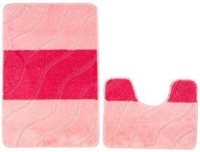 Sada kúpeľňových koberčekov FIORI ružová, pruhy / vlny