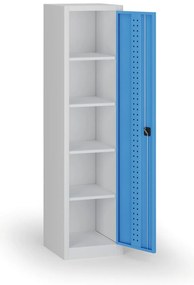 Úzka policová dielenská skriňa, 4 police, 1950 × 505 × 500 mm, modré dvere