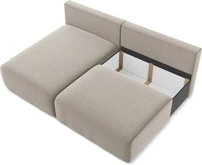 Taupe zamatová rozkladacia/s úložným priestorom rohová pohovka (ľavý roh/s leňoškou) Kalena – Makamii