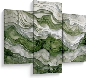 Obraz - Zelenobiele vlnky (90x60 cm)